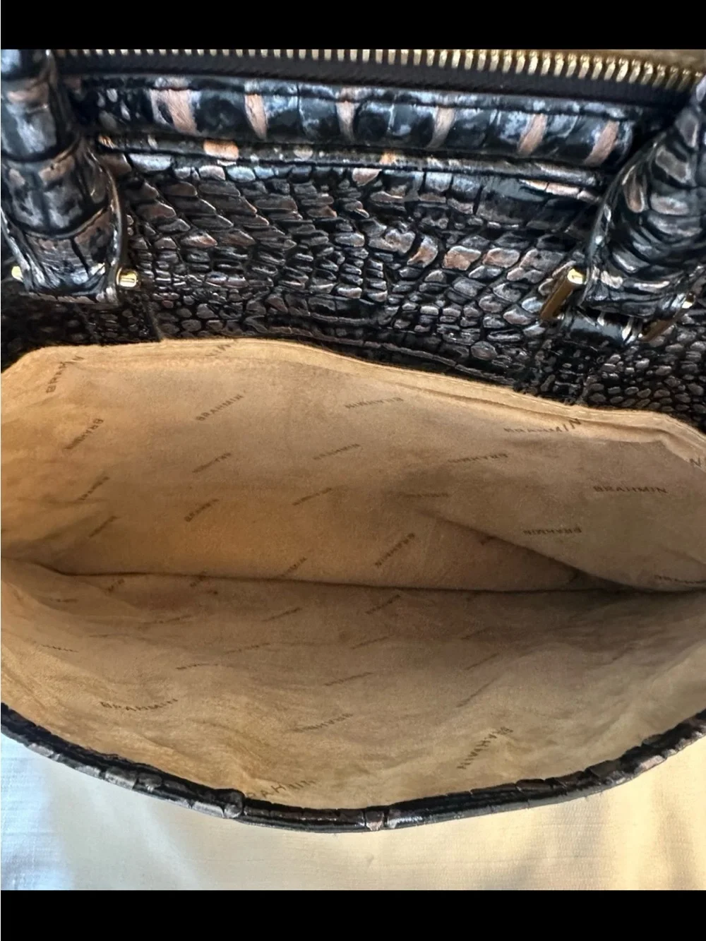 Brahmin Croc Embossed Leather Business Tote Laptop Bag